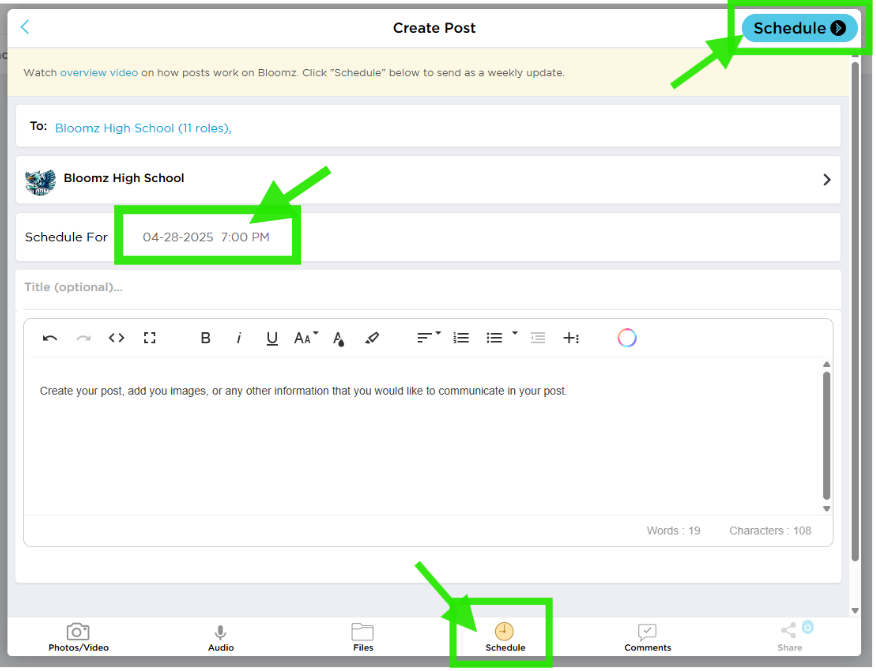 Tip: 4 Ways to Save Time by Scheduling Your Posts in Bloomz